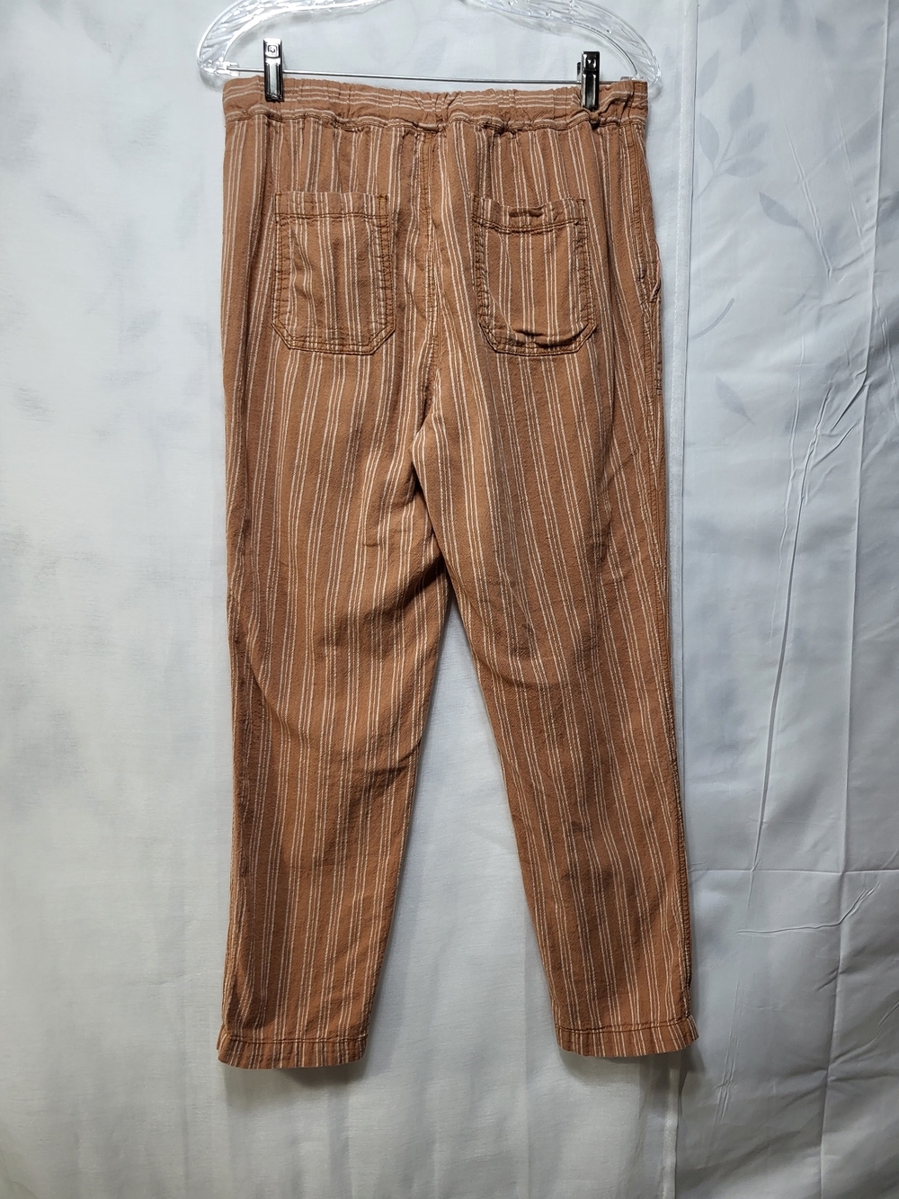 Anthropologie Tan & White Striped Drawstring Joggers with Pockets - Picture 3 of 11